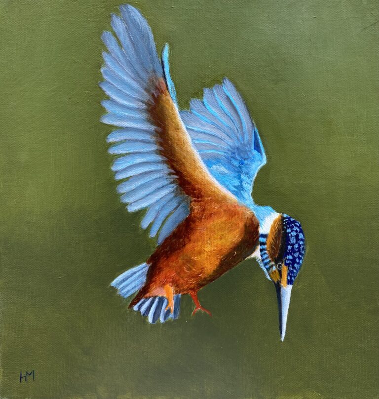 Kingfisher, Oil on masonite 30/30cm